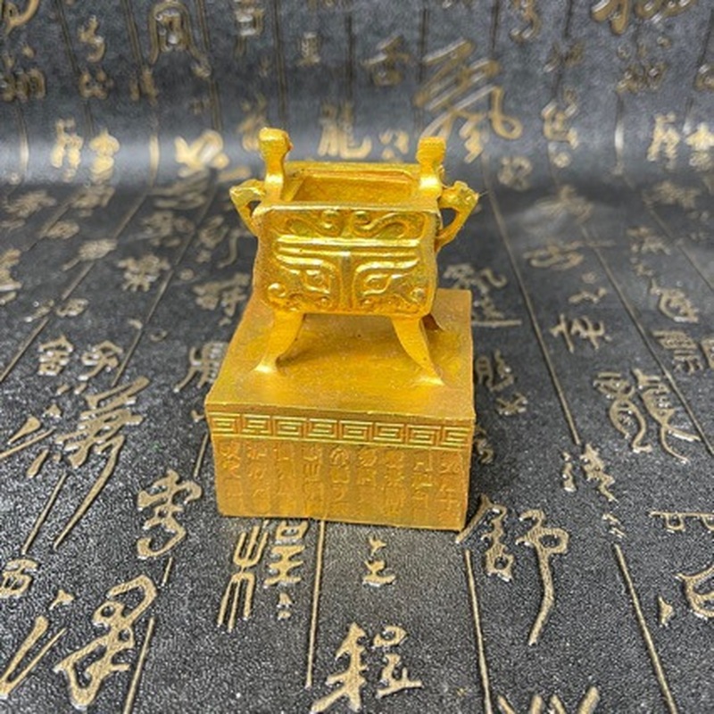 Vintage Collectible Market - Gilt copper seal ornaments, antique brass